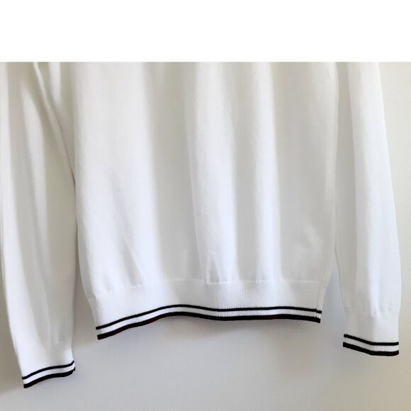 Glenmuir 3/4 Zip White Navy Contrast Tipping Cotton Knit Golf Unisex Sweater NWT - Picture 5 of 10